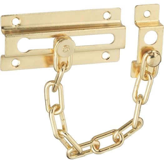 Brass and steel chain door lock for partial door security in door accessories and hardware collections under $50
