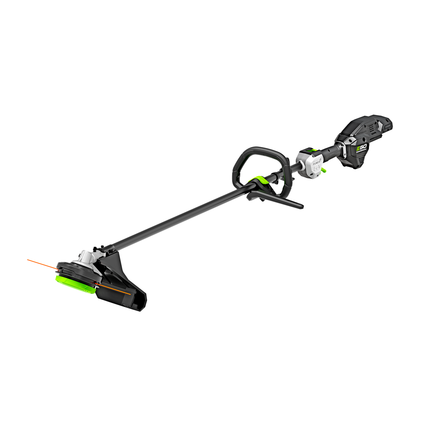 Black and green commercial string trimmer with 17.5-inch cutting path for outdoor power and lawn care tools