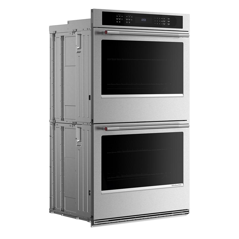 Stainless steel 30-inch electric double wall oven with digital control panel from KitchenAid appliances collection