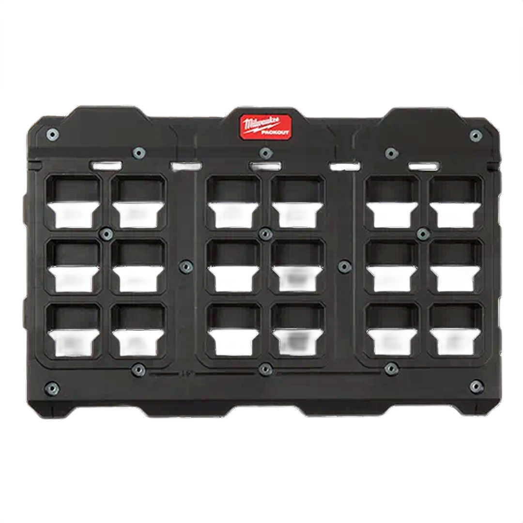 Heavy-duty black large wall plate with metal reinforced mounting points for garage and workshop storage organization