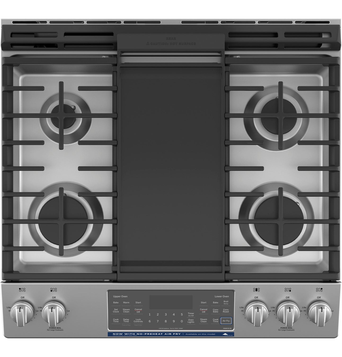 GE 30" Slide-In Front Control Gas Double Oven Range