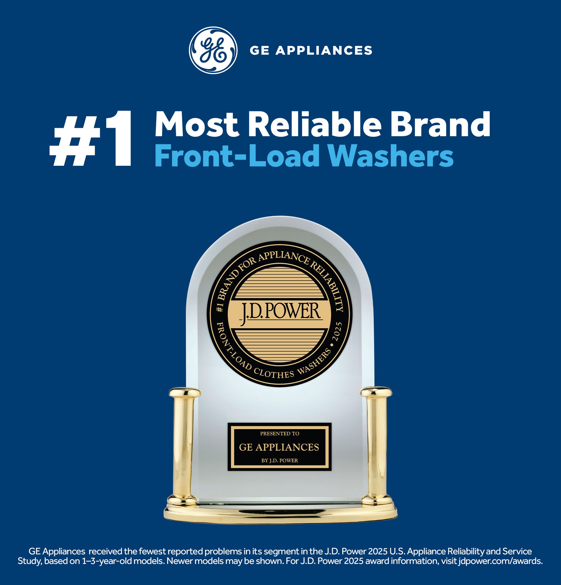 J.D. Power award for most reliable front-load washers presented to GE Appliances for 2025 study