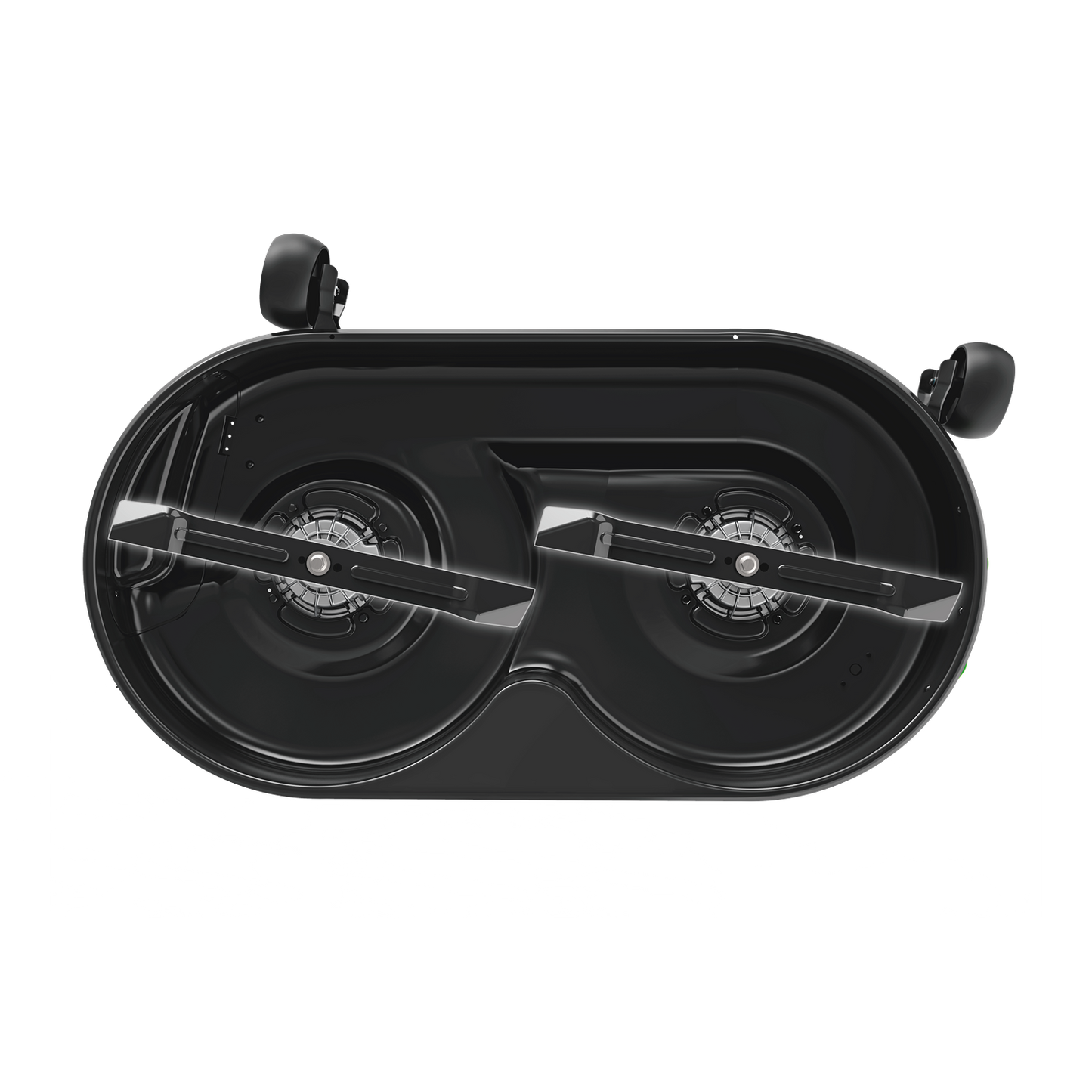 Black dual-blade mower deck with high-lift blades for enhanced grass clipping collection in home improvement tools under $100