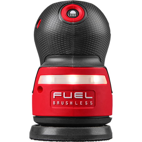 Compact red and black brushless cordless sander with LED light for precision sanding in tools and home improvement tasks