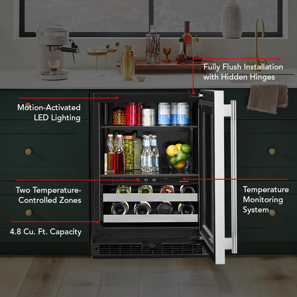 24" Beverage Center with Glass Door and Metal-Front Racks