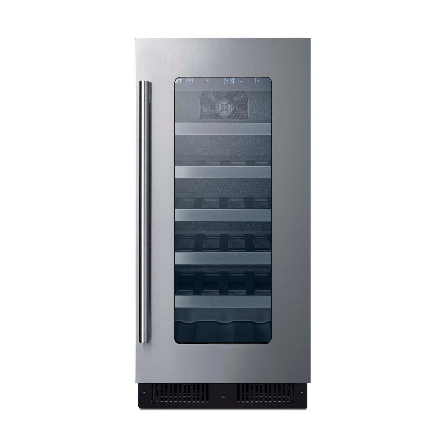 Stainless steel built-in wine cellar with glass door and adjustable shelves from Refrigerators and Kitchen & Kitchenware collections