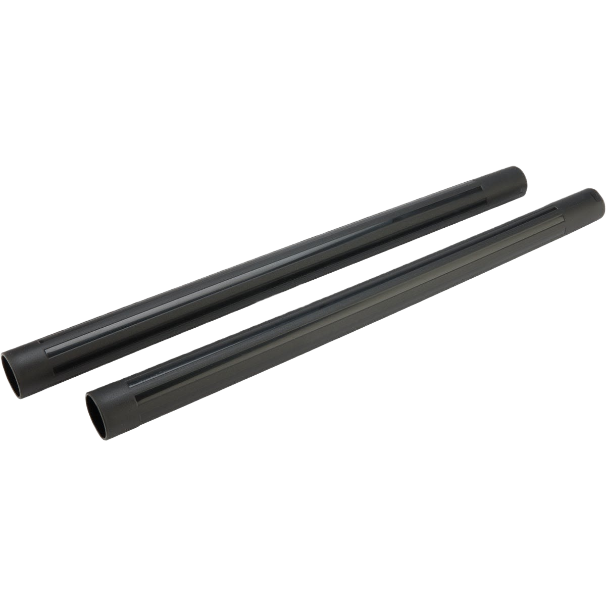 Pair of black plastic extension tubes designed for wet and dry vacuum tools and home improvement use