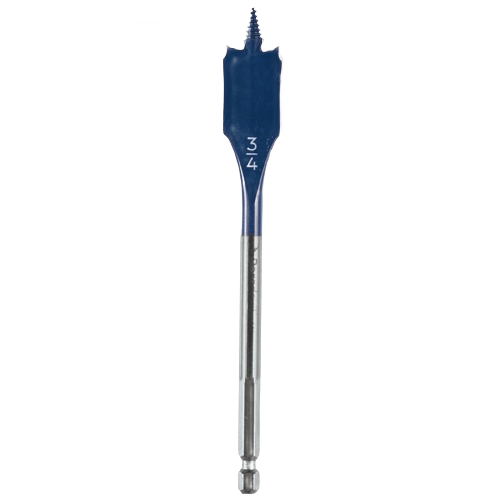 Blue Bosch Daredevil spade bit with screw tip and hex shank for fast, precise drilling in tool accessory collections under $50