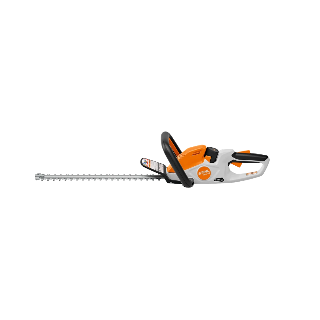 Compact orange and white electric hedge trimmer with 18-inch blade designed for home improvement and landscaping tasks