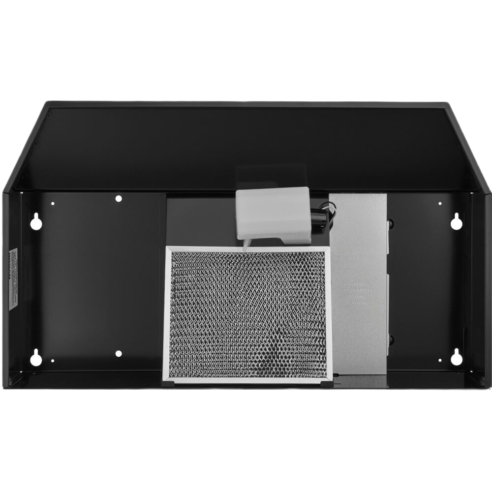 Under-cabinet range hood interior showing aluminum mesh filter and non-ducted ventilation components in kitchenware collections