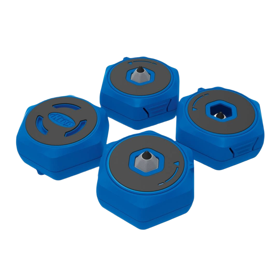 Set of four blue multi-purpose project blocks designed for precision and ease in tools and home improvement tasks