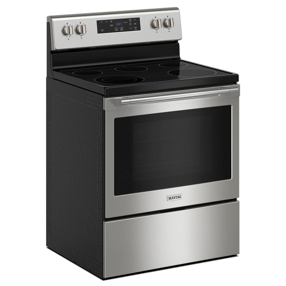 30-inch stainless steel electric range with smooth cooktop and digital display from kitchen and appliances collection
