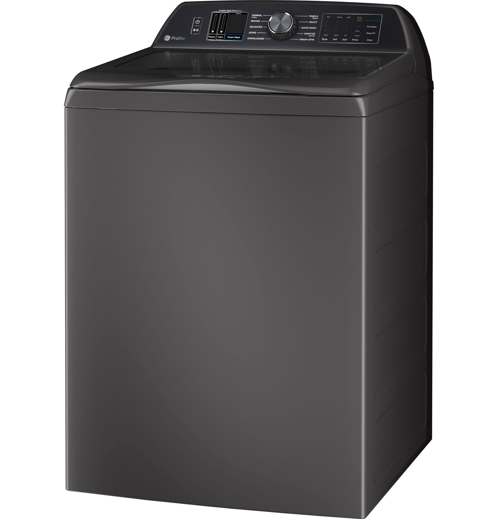 Dark gray top load washer with digital knob and control panel from Top Load Washers and Appliances collections