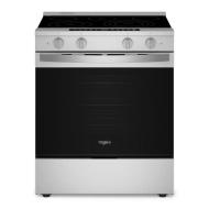 30-inch stainless steel smart slide-in electric range with digital controls and black glass oven door in ranges collection