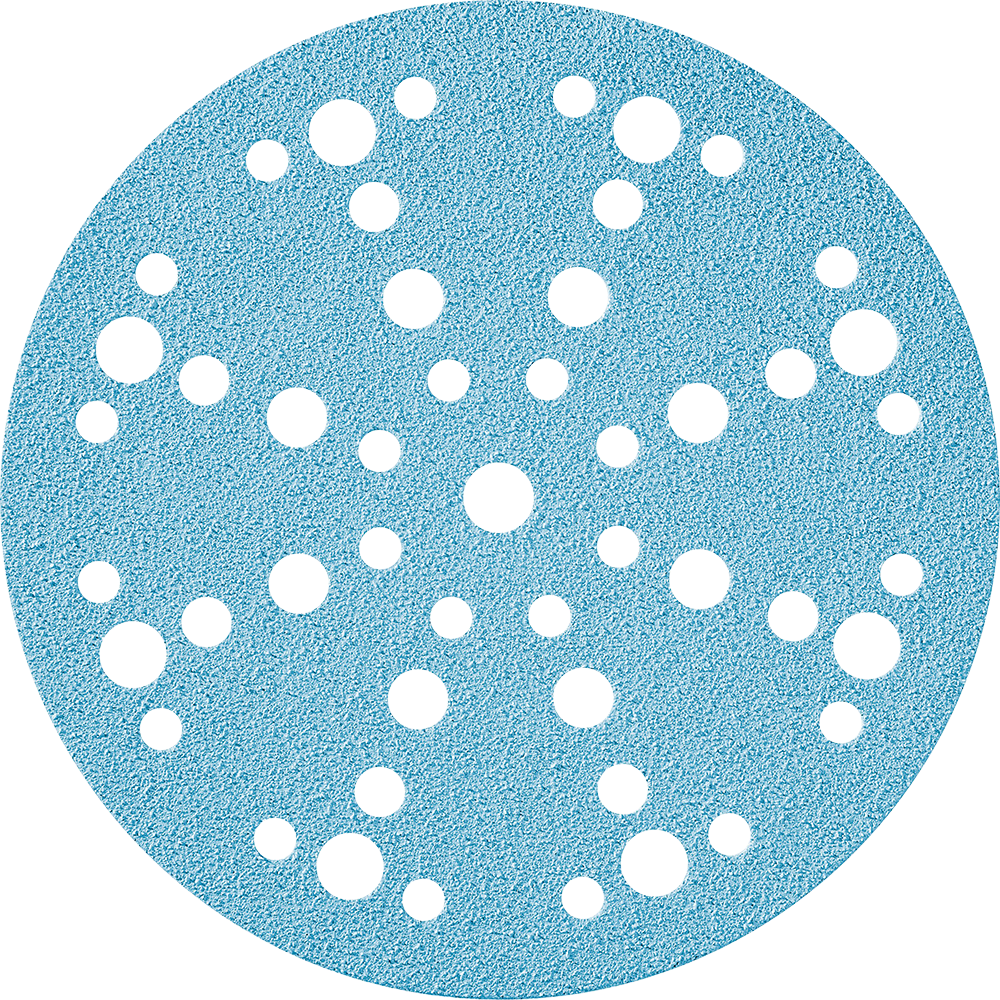 Light blue 150mm sanding disc with multiple dust extraction holes, part of Festool abrasives and sanding accessories collections under $50