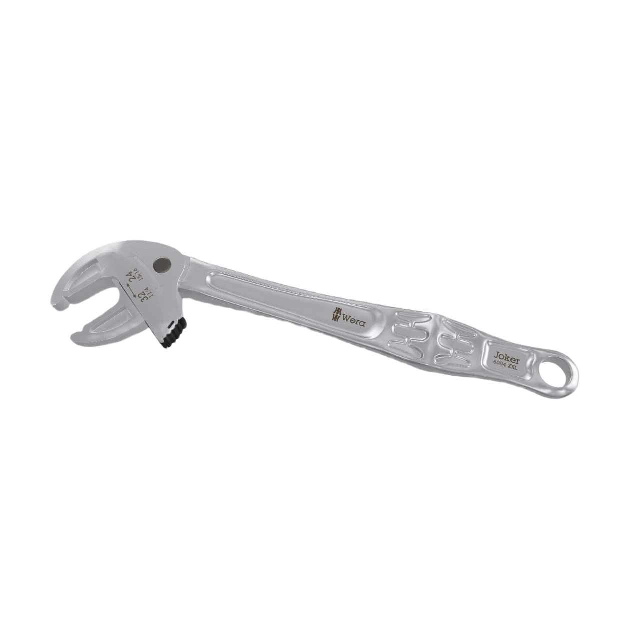 Silver self-setting adjustable spanner wrench with ergonomic handle for versatile tools and home improvement tasks