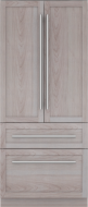 Built-in French door bottom freezer with panel-ready design and stainless steel handles from Thermador Refrigerators collection