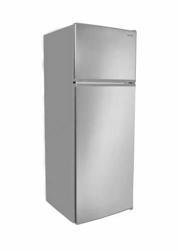 Silver top mount refrigerator with spacious interior and adjustable glass shelving from Refrigerators collection
