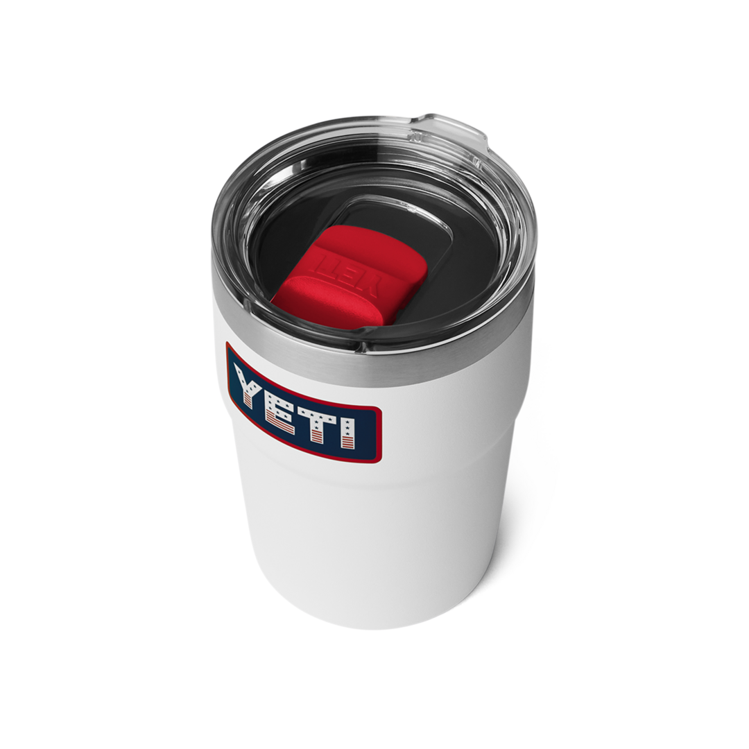 White insulated stainless steel cup with clear lid and red slider for drinkware and kitchenware collections