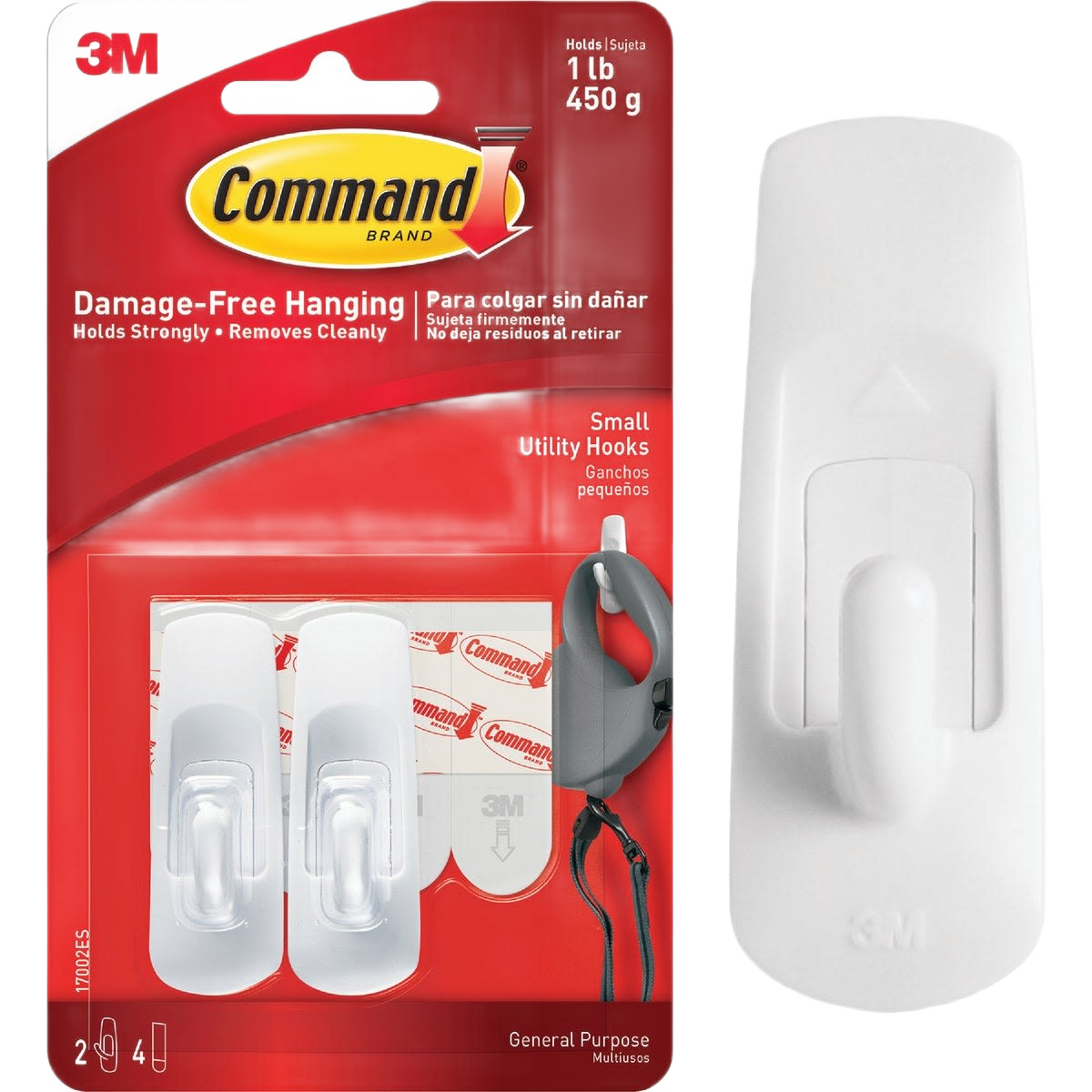 3M Command small white adhesive utility hooks in 2-pack for damage-free hanging in hardware and fasteners collection