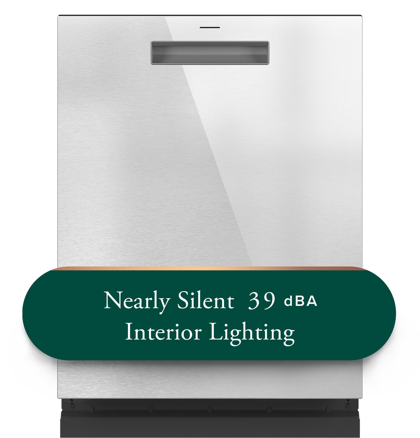 Built-in stainless steel dishwasher with sleek handle, interior LED lighting, and ultra-quiet operation for modern kitchens