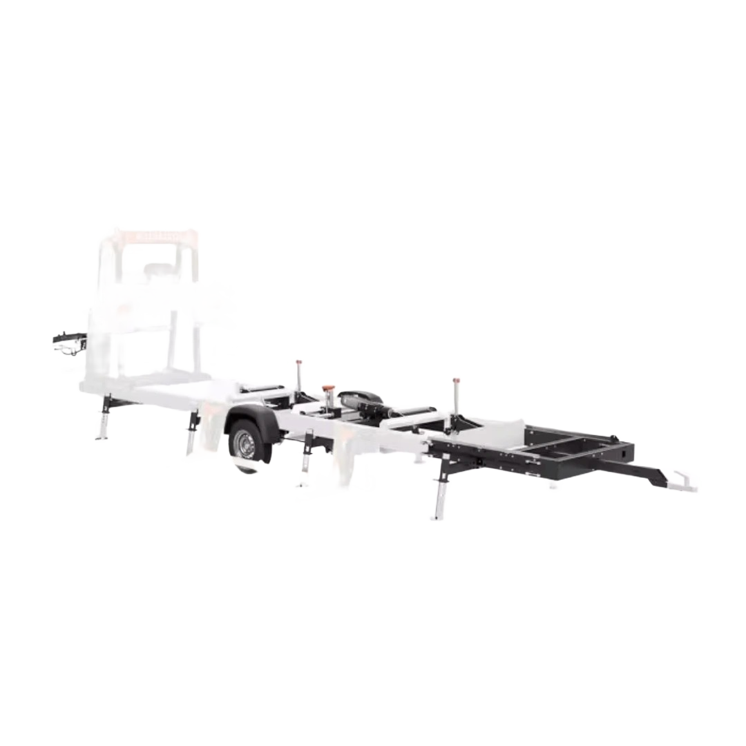 Hydraulic sawmill trailer kit with log supports and rotators for efficient wood processing in home improvement tools collection