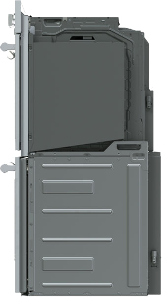 Side view of professional double steam wall oven showcasing stainless steel structure in kitchen appliances collection
