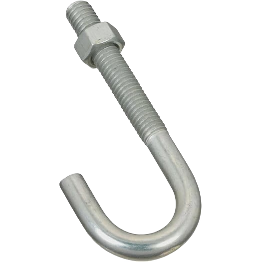 Zinc-coated J bolt with hex nut featuring machine screw threads for home improvement and fastener applications under $50