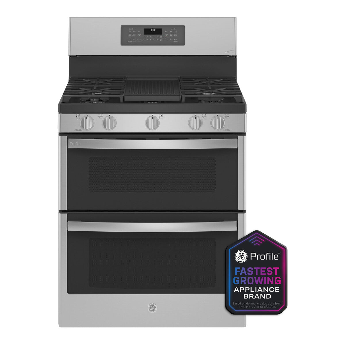 GE Profile™ 30" Free-Standing Gas Double Oven Convection Fingerprint Resistant Range with No Preheat Air Fry