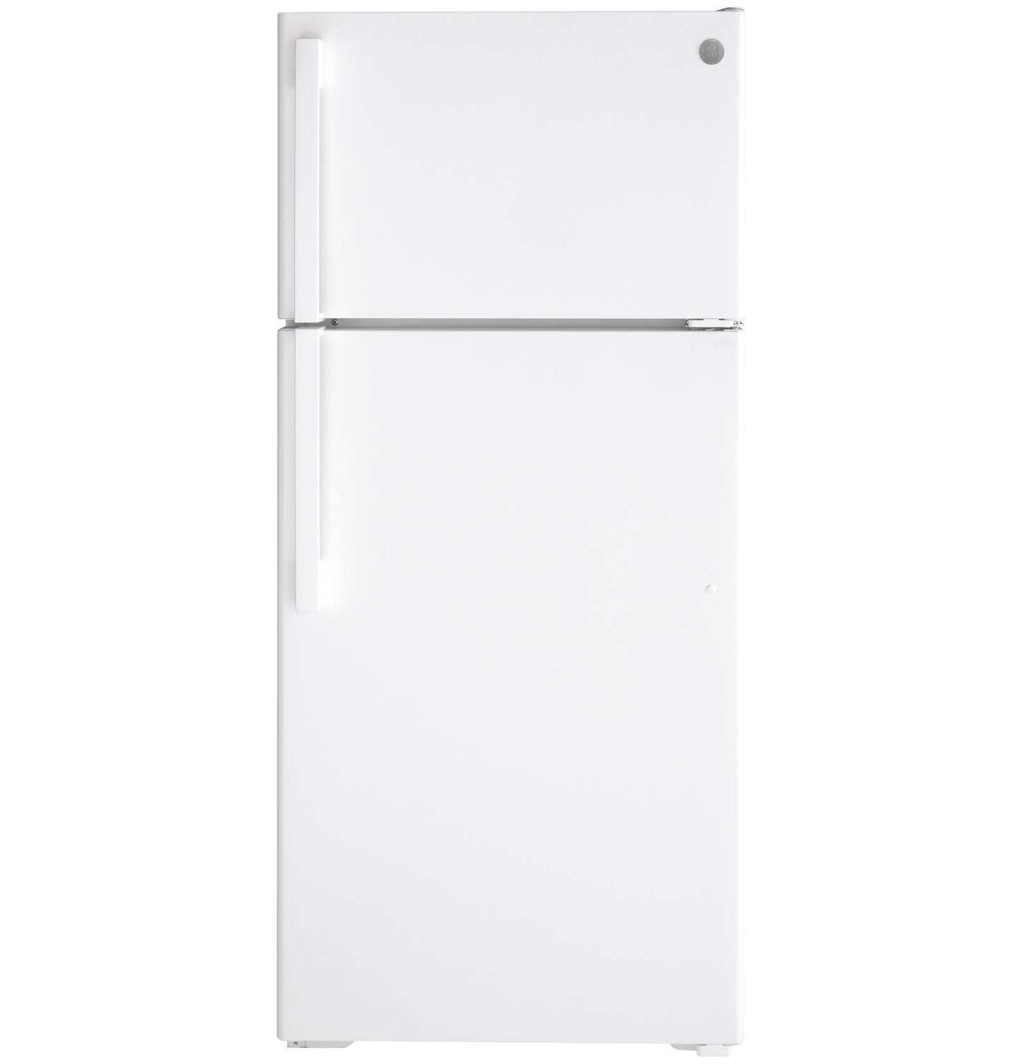 White top-freezer refrigerator with side handles and plain exterior from kitchen and appliances collection