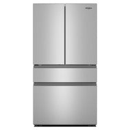 Front view of stainless steel French door refrigerator with flexible temperature drawer from French Door Refrigerators collection