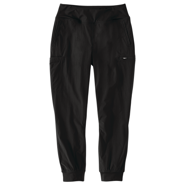 Black relaxed fit jogger pants with fleece lining and multiple pockets designed for comfort and durability