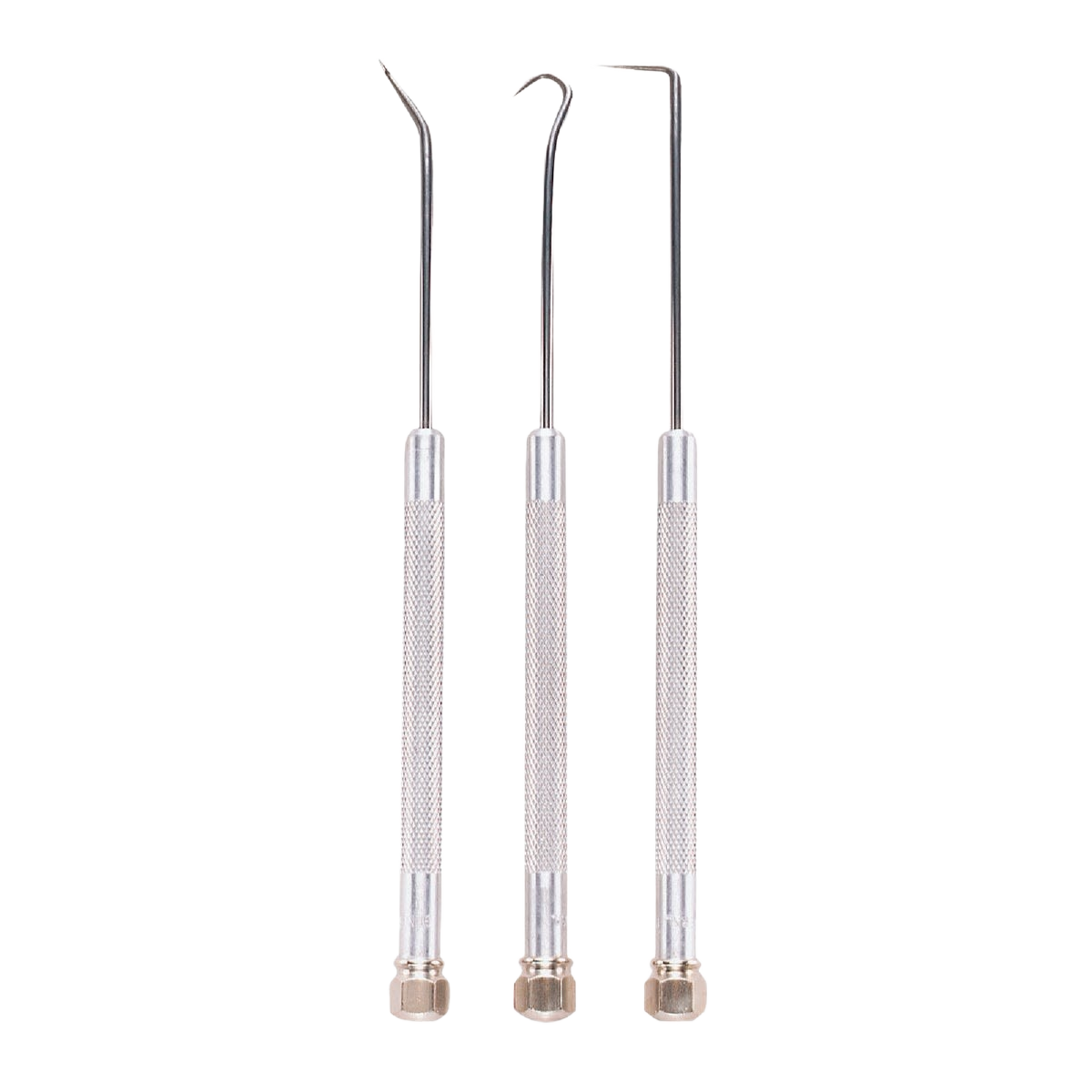 Set of three heat-treated high-carbon steel probes with textured handles for precision in tool accessories and home improvement tasks