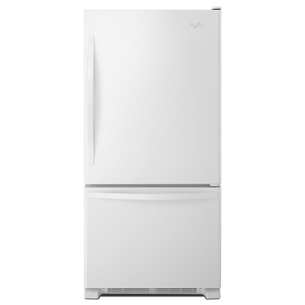 White bottom-freezer refrigerator with curved handle, part of Refrigerators and Kitchen & Kitchenware collections