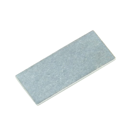 Rectangular metal brake pad plate with smooth finish for tools and home improvement applications.
