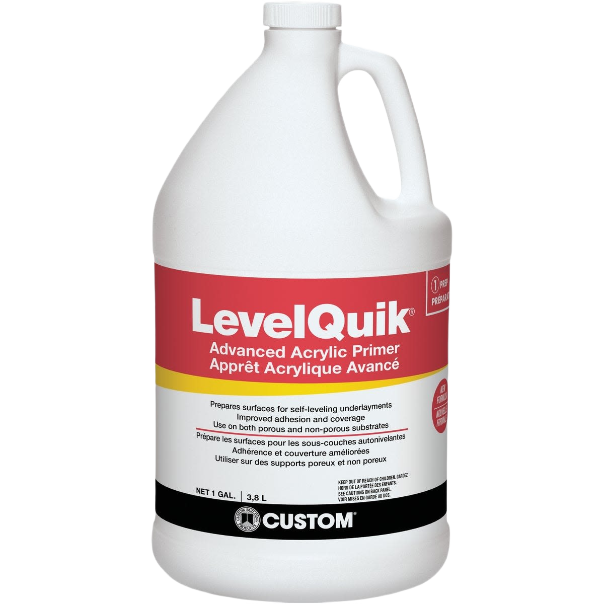 White gallon jug of advanced acrylic primer for flooring and tile setting in home improvement collections under $100