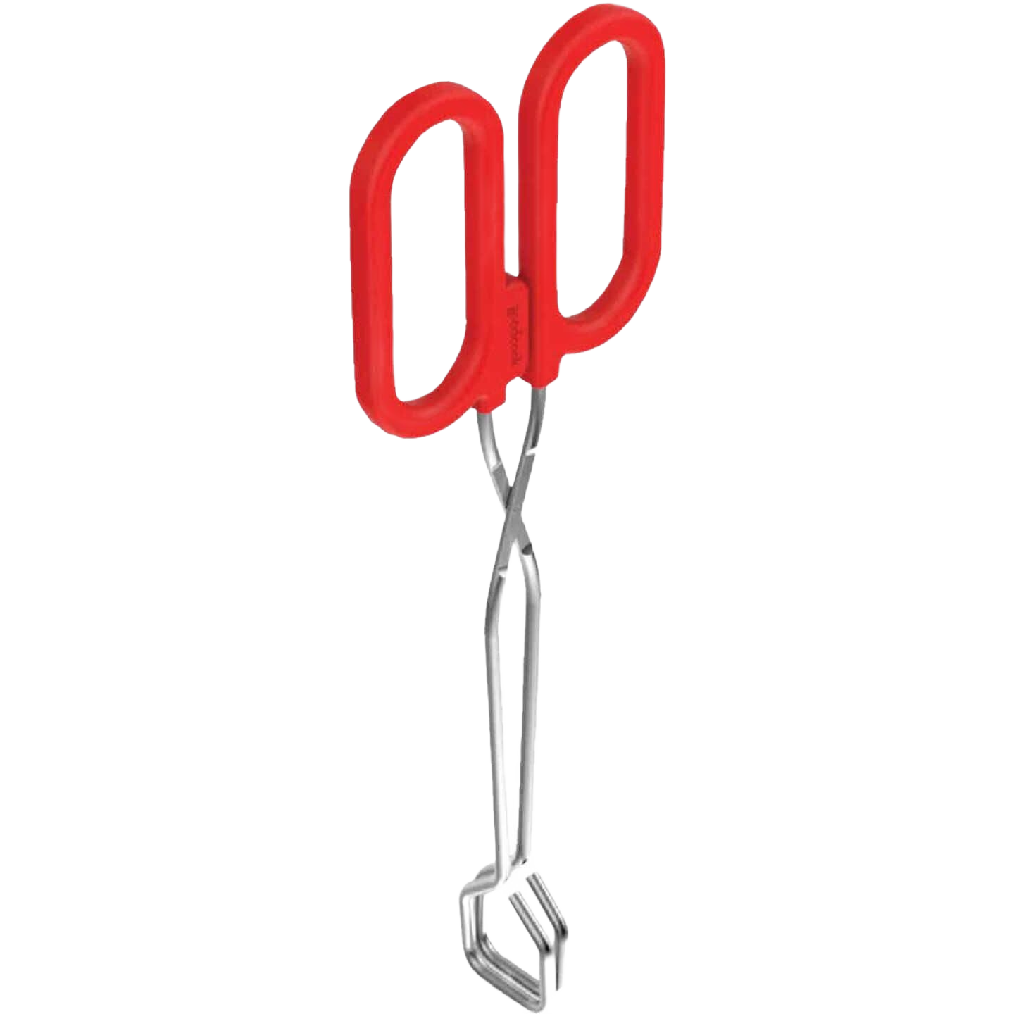Red silicone-handled tongs with stainless steel arms for safe gripping in kitchenware and cooking utensil collections under $50