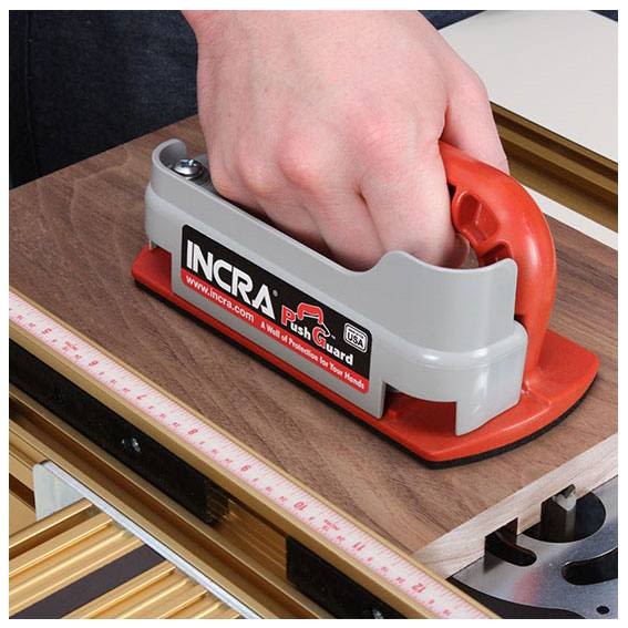 Woodworking push block with integrated hand shield in red and gray for enhanced safety under $100 home improvement tools collection