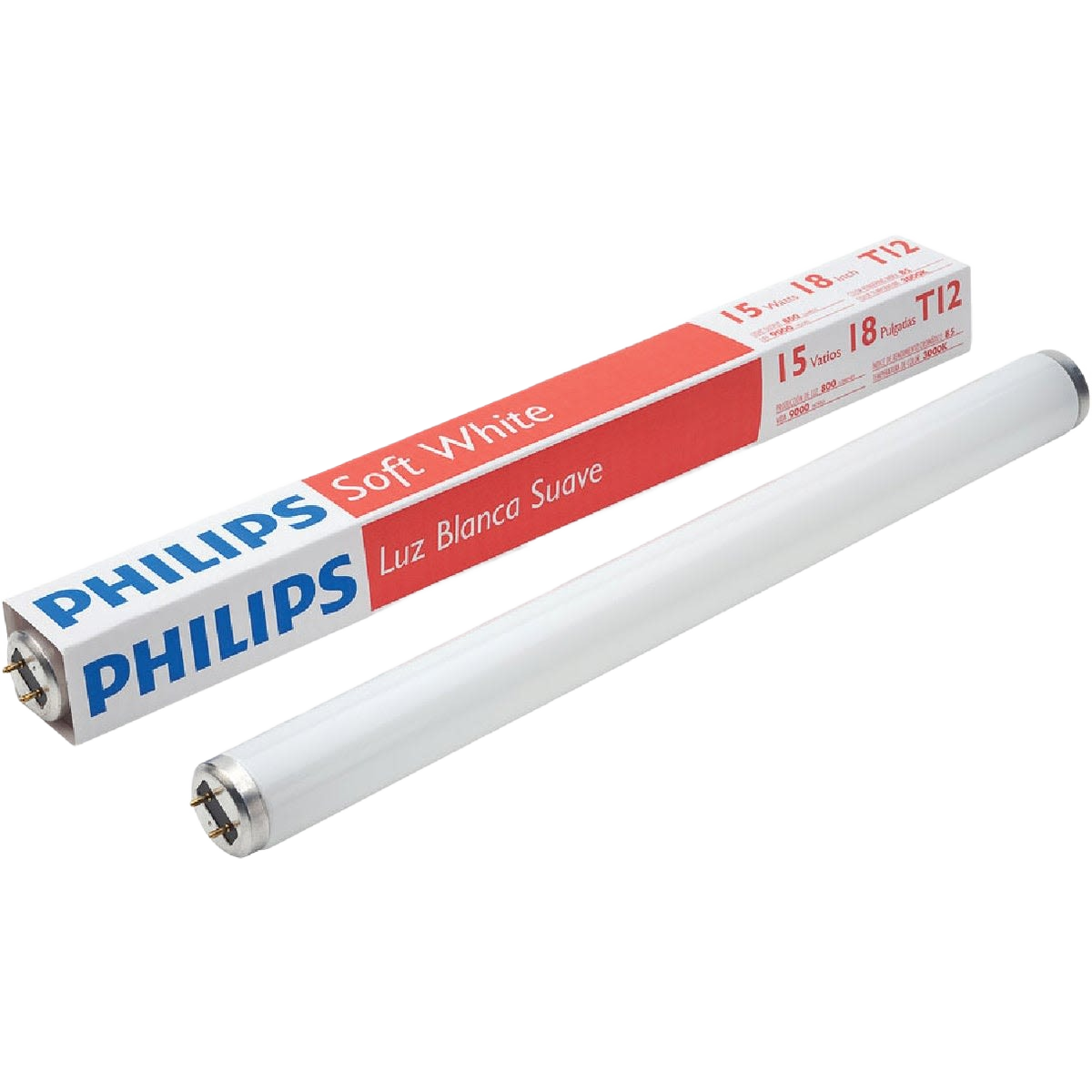 Philips Soft White T12 15 watt fluorescent tube light bulb with medium bi-pin base for lighting and electrical use
