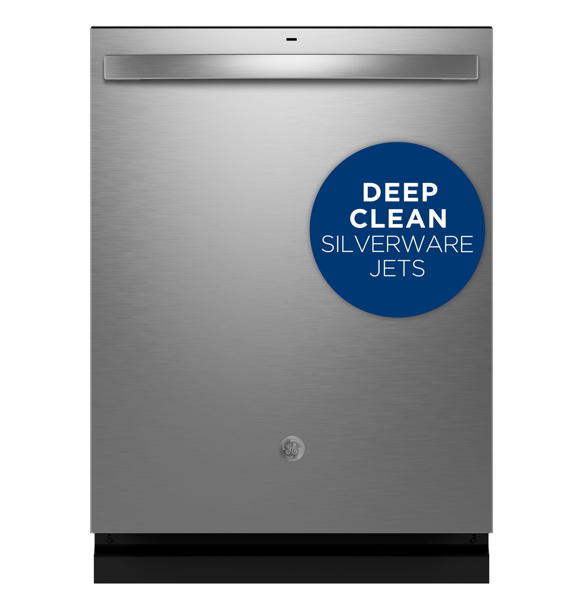Stainless steel built-in dishwasher from appliances collection with deep clean silverware jets feature badge visible