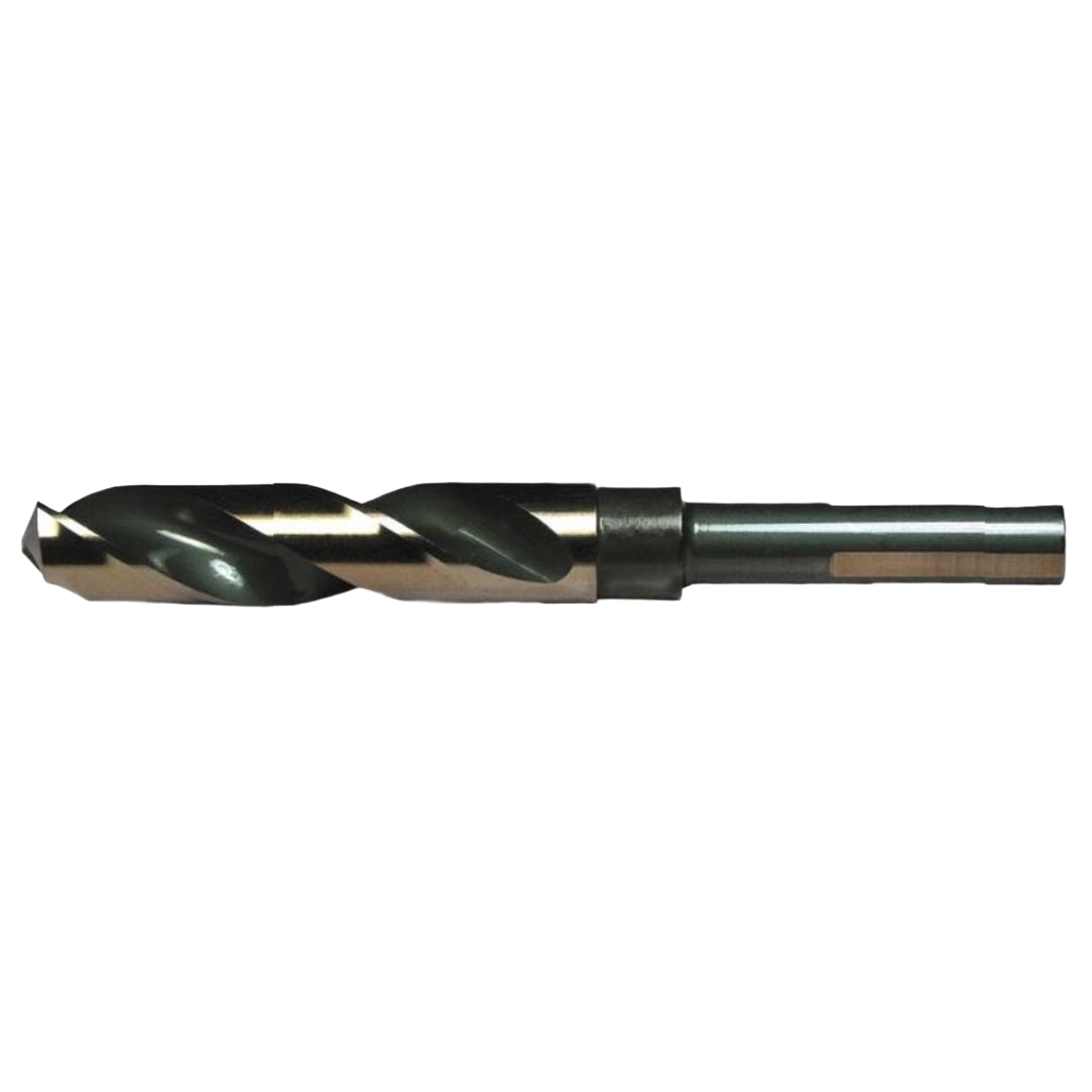 Black and gold reduced shank drill bit with 3-flat grip for heavy-duty use in tool accessories and drill bits collections