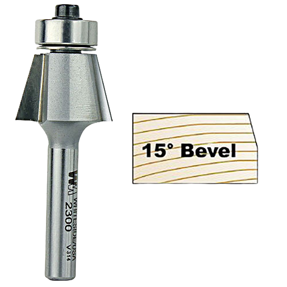 Durable 15-degree edge bevel router bit for clean bevel cuts on wood in tool accessories and drill bits collections