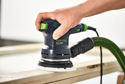 Festool compact electric random orbit sander with ergonomic grip and dust extraction for power tools and home improvement collections