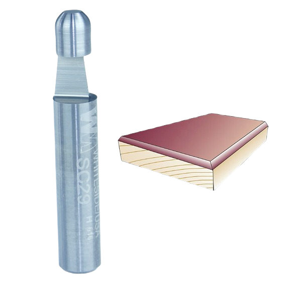 Solid carbide 7-degree bevel trim router bit for laminate edge trimming in tool accessories and power tool collections