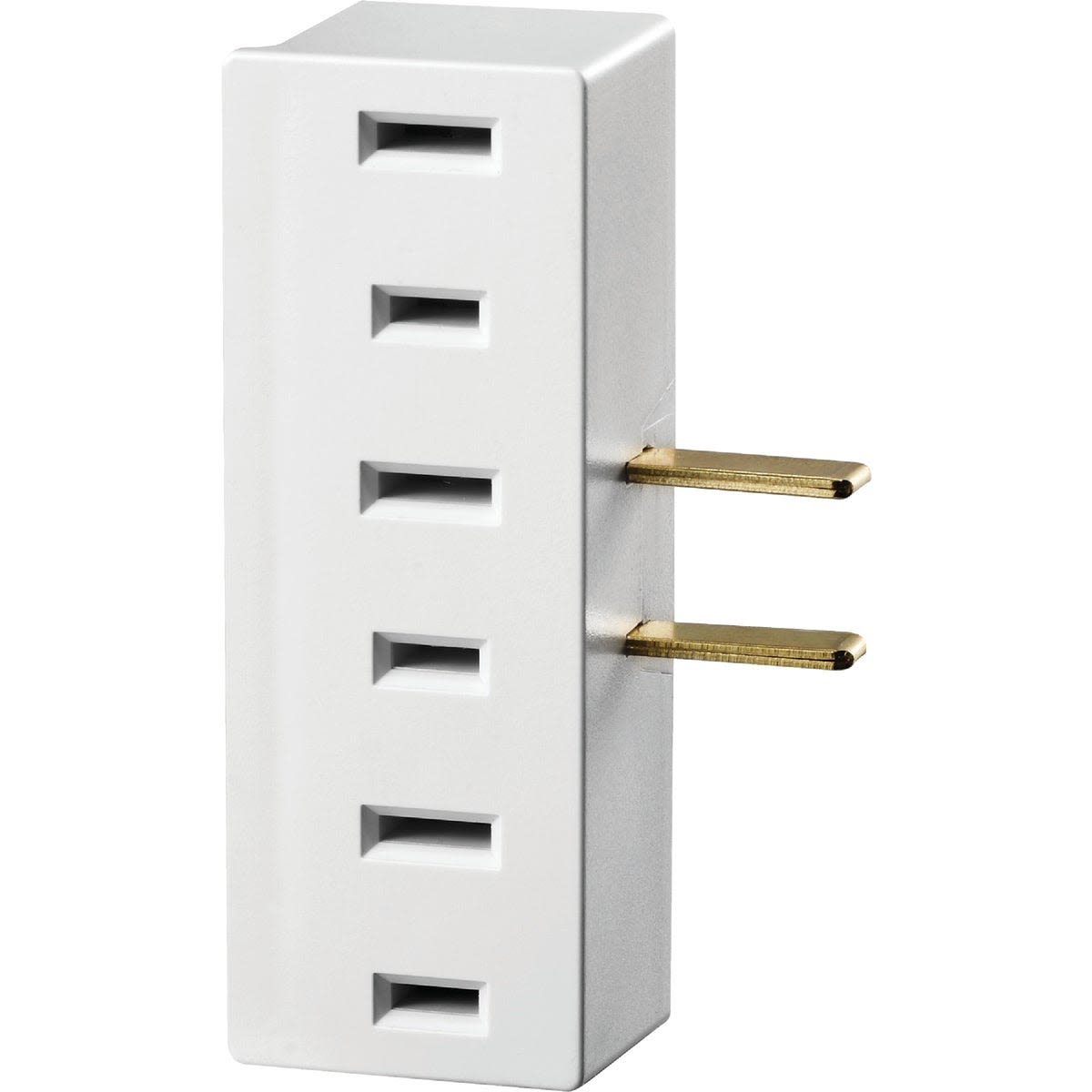 White electrical 3-outlet tap adapter with polarized prongs for wire and electrical home improvement use under $50 collections