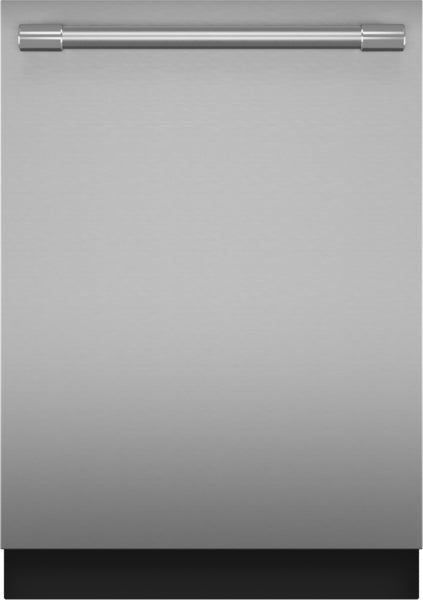 Front view of a stainless steel professional dishwasher with sleek horizontal handle from kitchen appliances collection