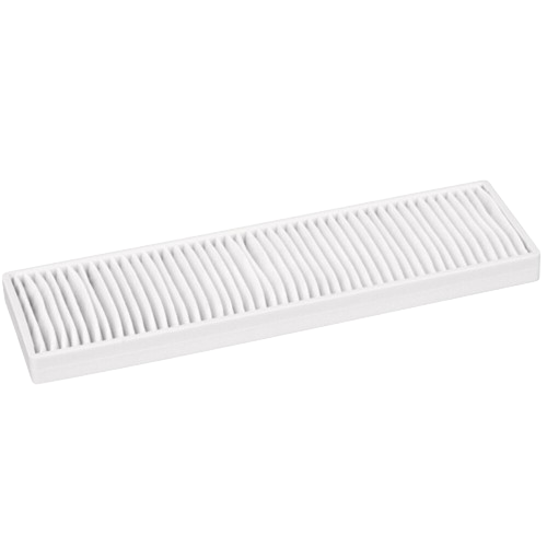 Rectangular white vacuum filter with pleated design for replacement in home cleaning tools and improvement tasks