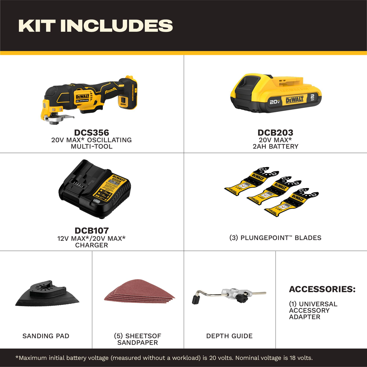 DEWALT 20V MAX* XR® Brushless Cordless 3-Speed Oscillating Multi-Tool Kit