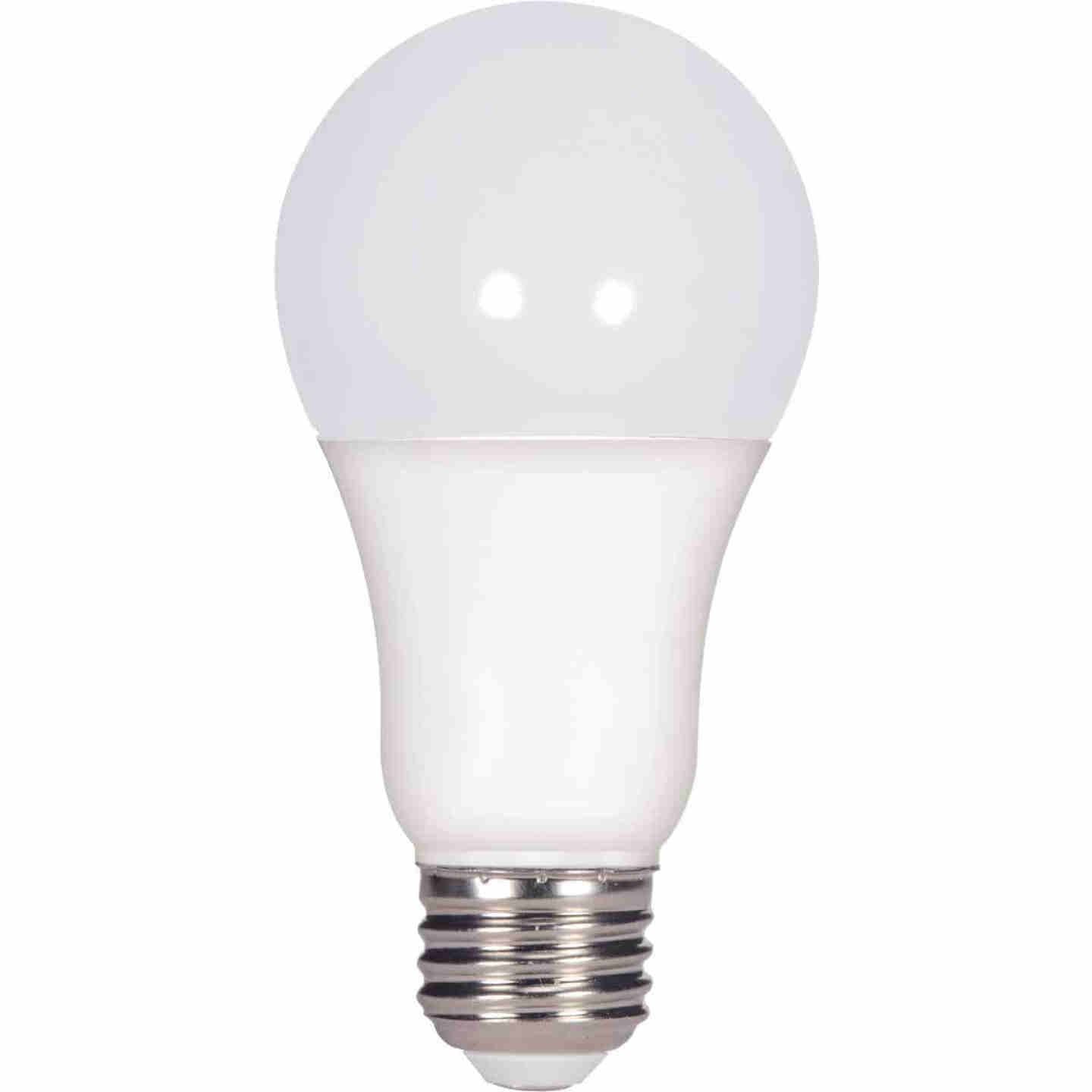 Frosted LED A19 light bulb with medium base designed for energy-efficient lighting in home improvement collections under $50