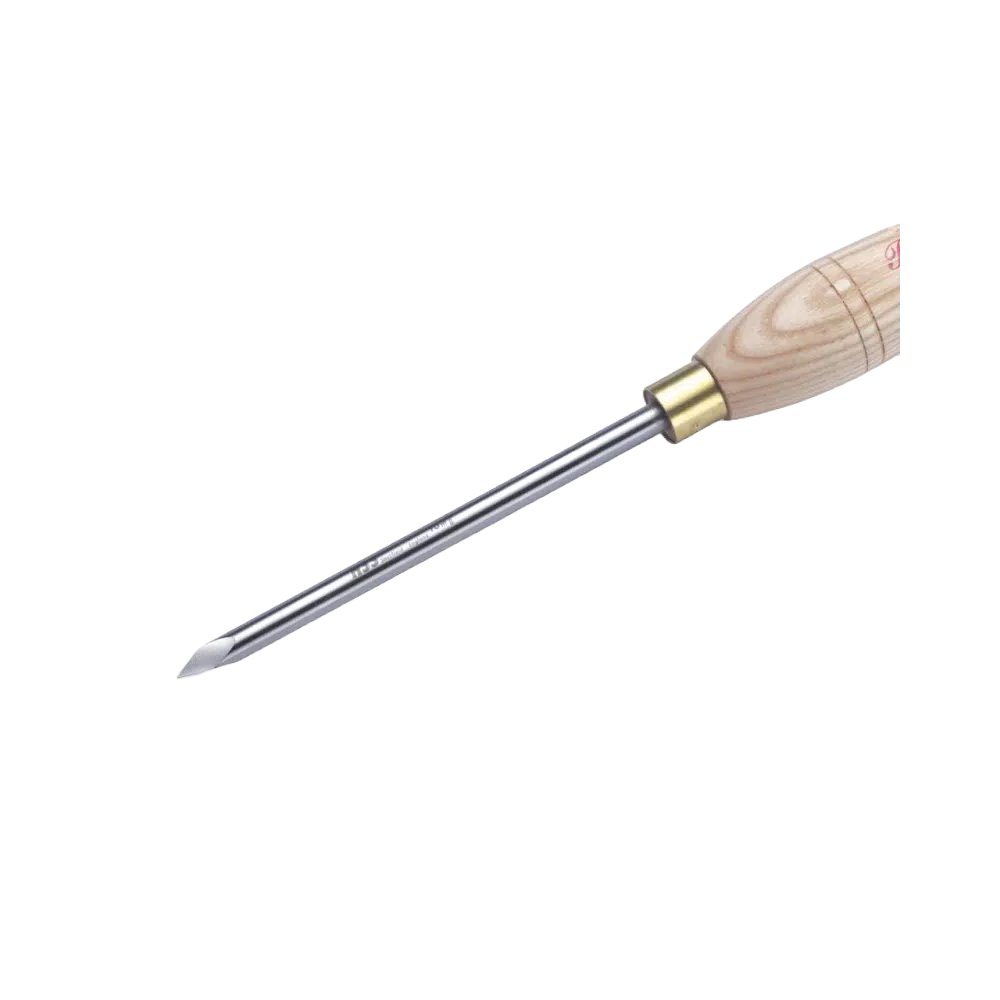 Wood handle detail point tool with steel shaft for precision woodworking and home improvement tasks